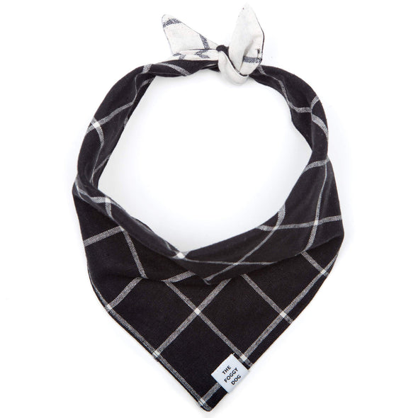 Windowpane Check Black Dog Bandana (Reversible)