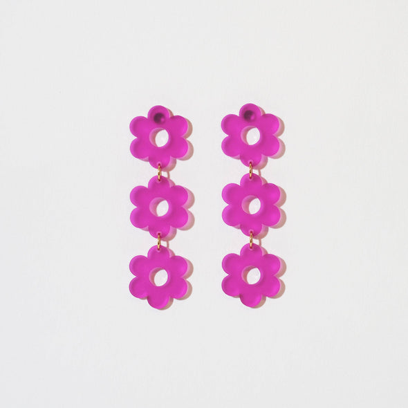 Daisy Chain Retro Earrings in Frosted Plum