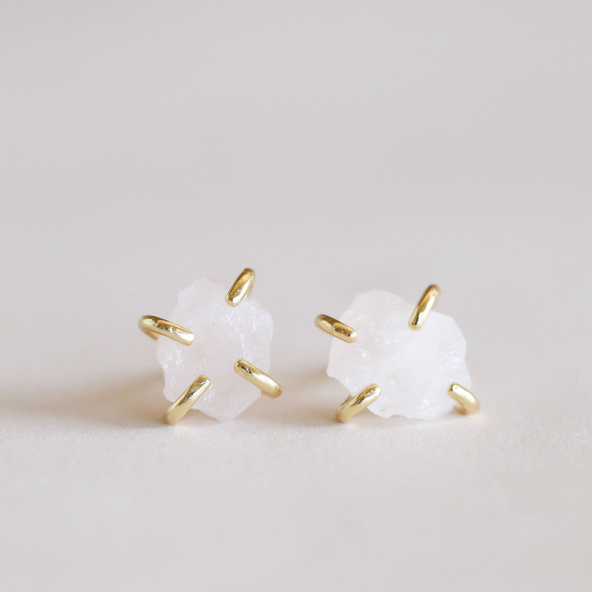 Rose Quartz Gemstone Prong Earrings