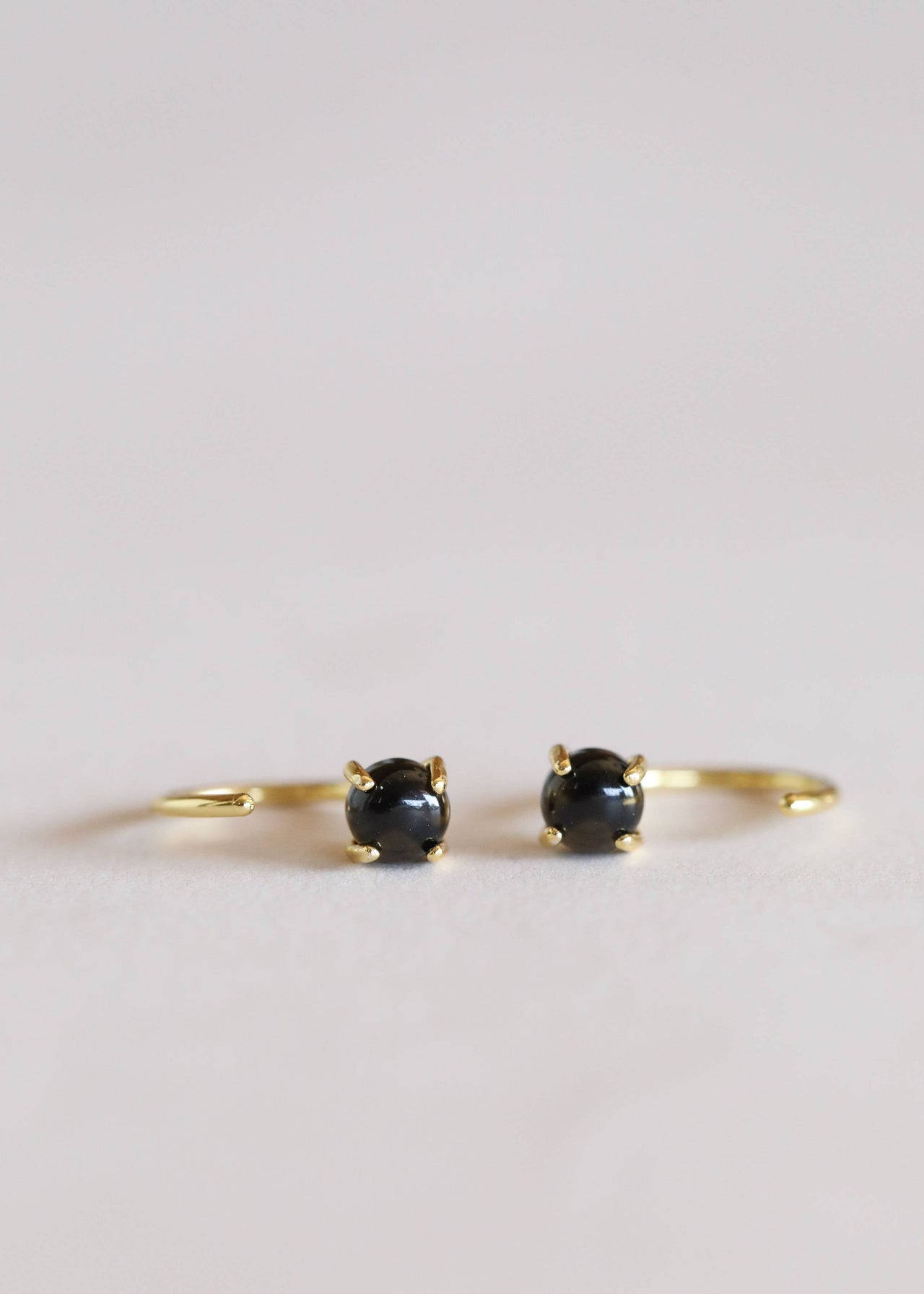 Huggies - Obsidian - Gold Earrings