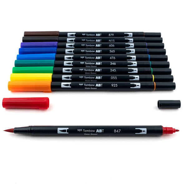 Dual Brush Pen Art Markers: Primary - 10-Pack