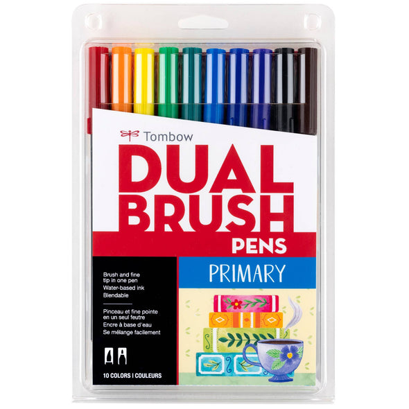 Dual Brush Pen Art Markers: Primary - 10-Pack