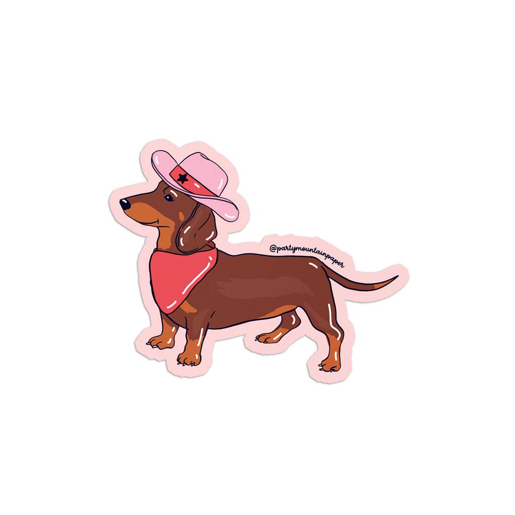 Weenie Dog Cowboy Sticker
