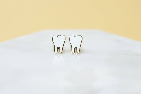Teeth Earrings - 22k Gold Plated