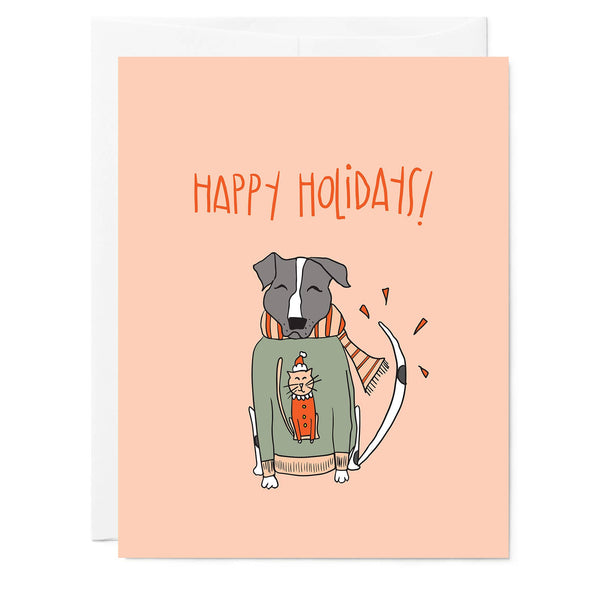 Pitbull Dog in Sweater | Holiday Greeting Card