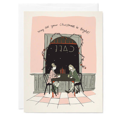 Friends in a Cafe | Holiday Greeting Card