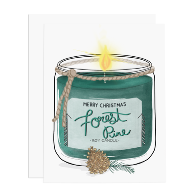 Merry Christmas Forest Pine Candle Card