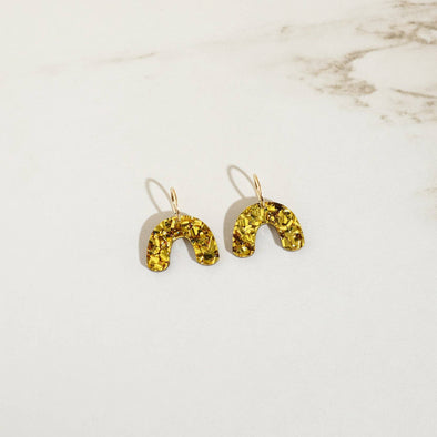 Mini Arch Hoop Earrings - Sparkly Gold