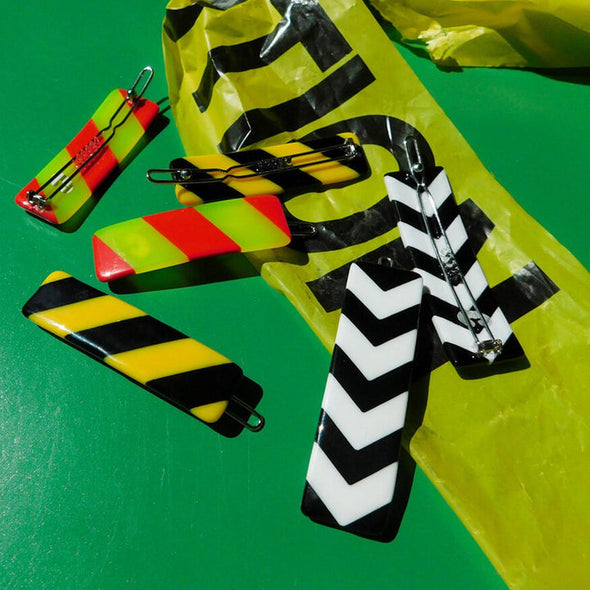 Caution Clip in Neon Yellow + Red