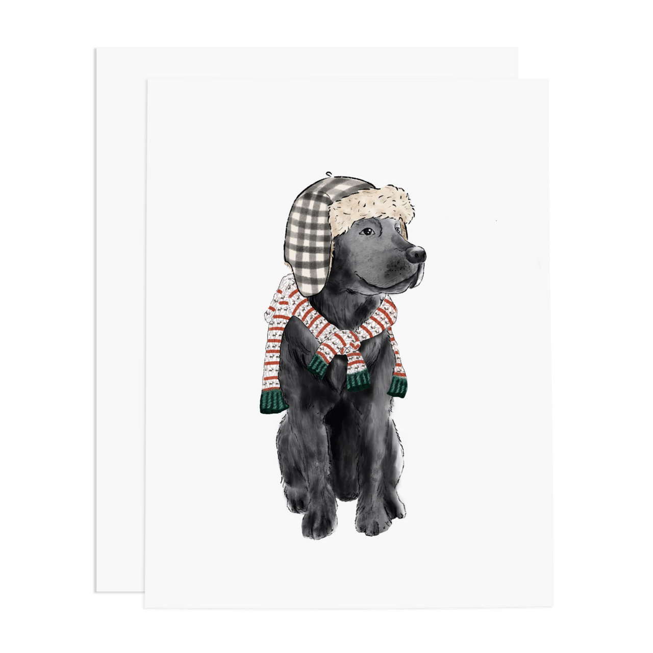 Candy Cane Black Lab Greeting Card