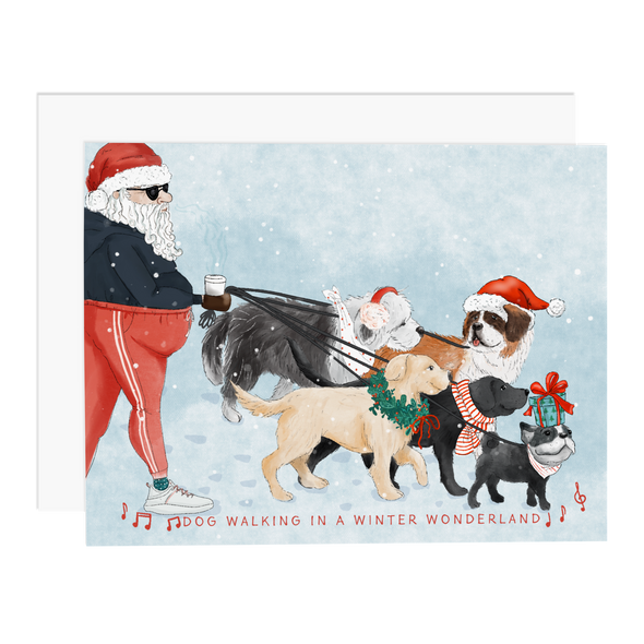 Dog Walking in a Winter Wonderland Card