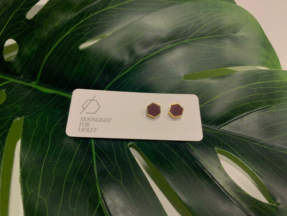 Gold Plate Hexagon Studs