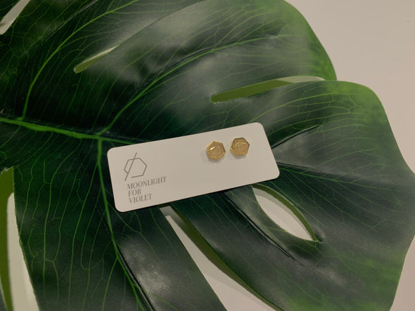 Gold Plate Hexagon Studs