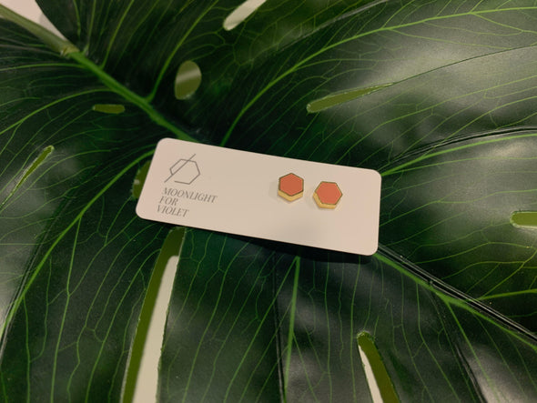 Gold Plate Hexagon Studs