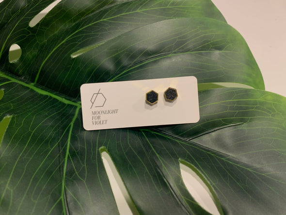Gold Plate Hexagon Studs