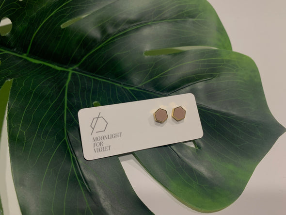 Gold Plate Hexagon Studs