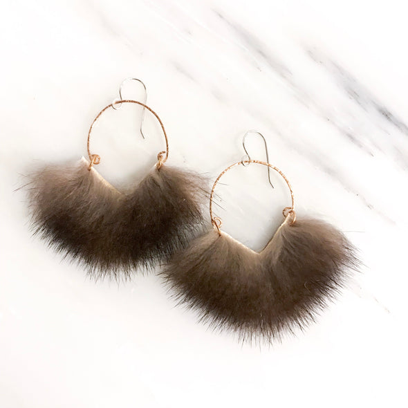 Large Angular Wide V Sea Otter Earrings