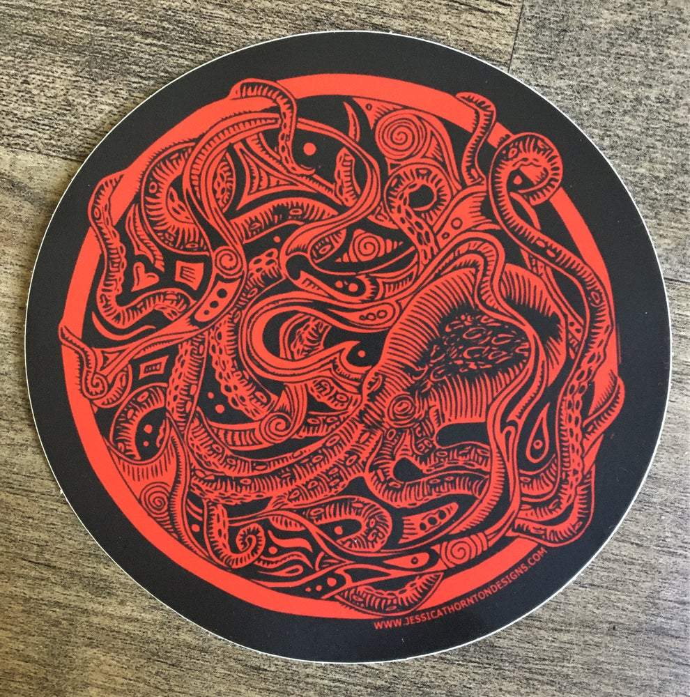 Red Octopus Sticker