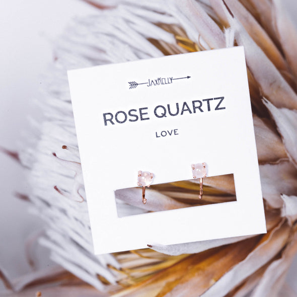 Rose Quartz Huggie Earrings