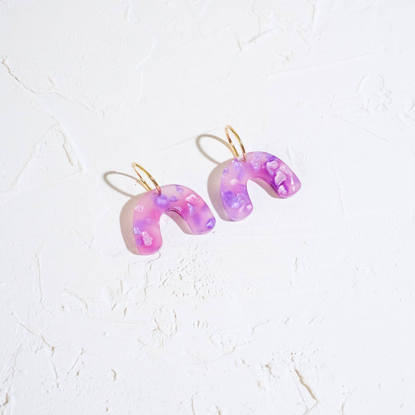 Mini Arch Hoop Earrings - Purple Haze
