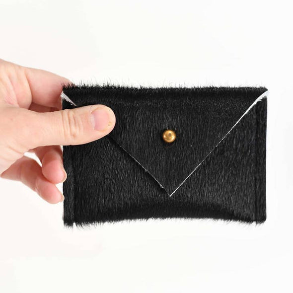 Card Wallet: Solid Black Cowhide