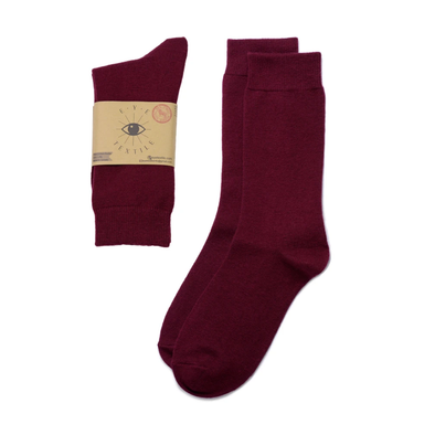 Burgundy Eye Textile Merino Wool Socks