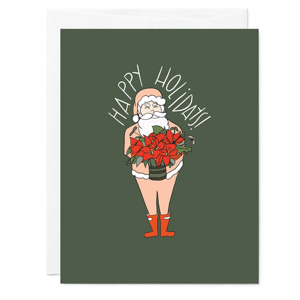 Poinsettia Santa | Holiday Greeting Card