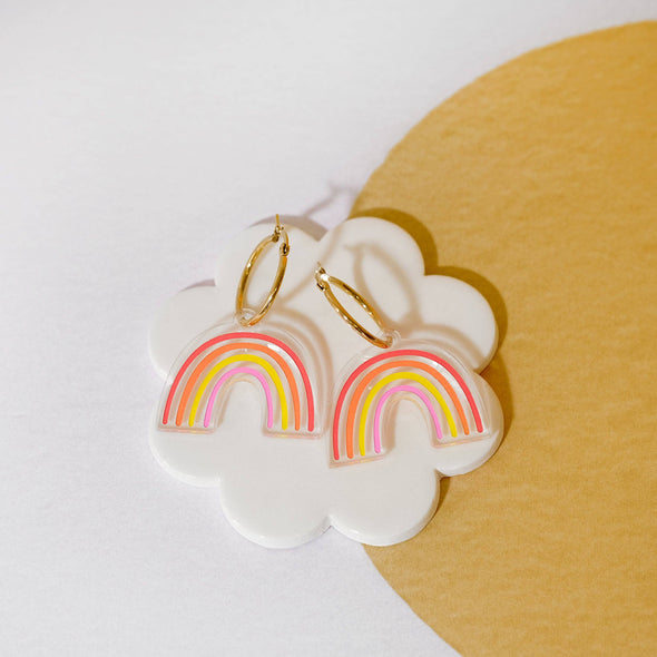 Sunset Rainbow Hoop Earrings - Thick Hoops