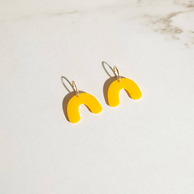 Amber Yellow - Mini Arch Hoop Earrings