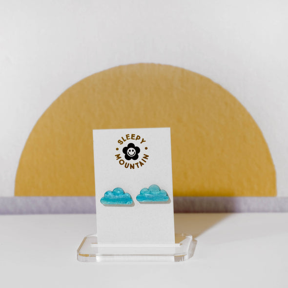 Blue Cloud Stud Earrings