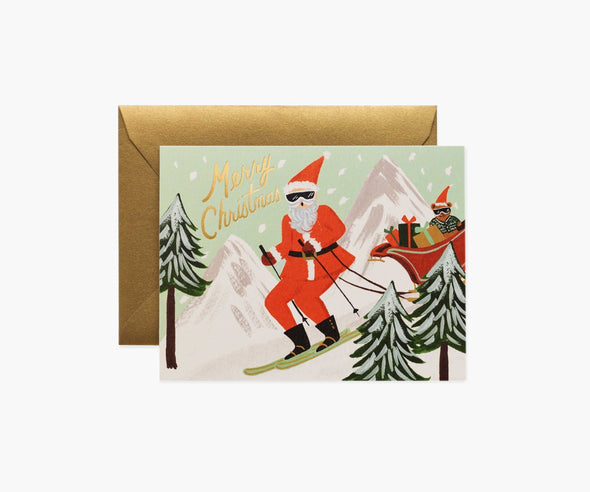 Skiing Santa Card Set of 8
