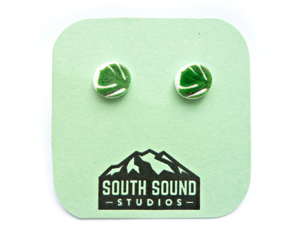 Green Monstera Leaf Stud Earrings