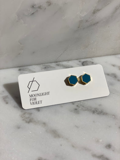 Gold Plate Hexagon Studs