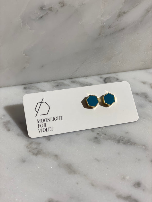Gold Plate Hexagon Studs