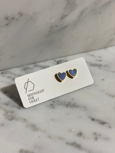 Brass Framed Heart Studs