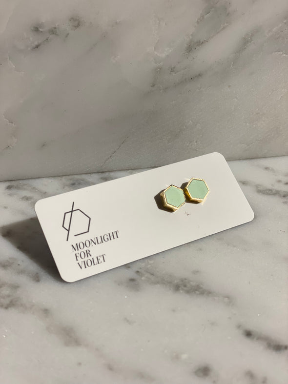 Gold Plate Hexagon Studs