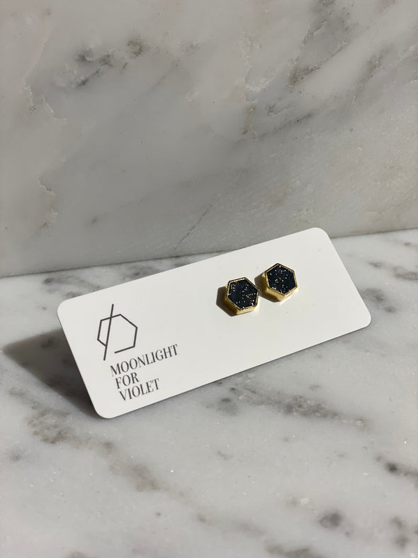 Gold Plate Hexagon Studs