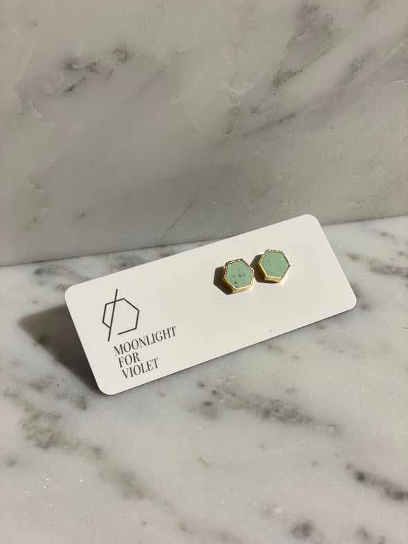 Gold Plate Hexagon Studs