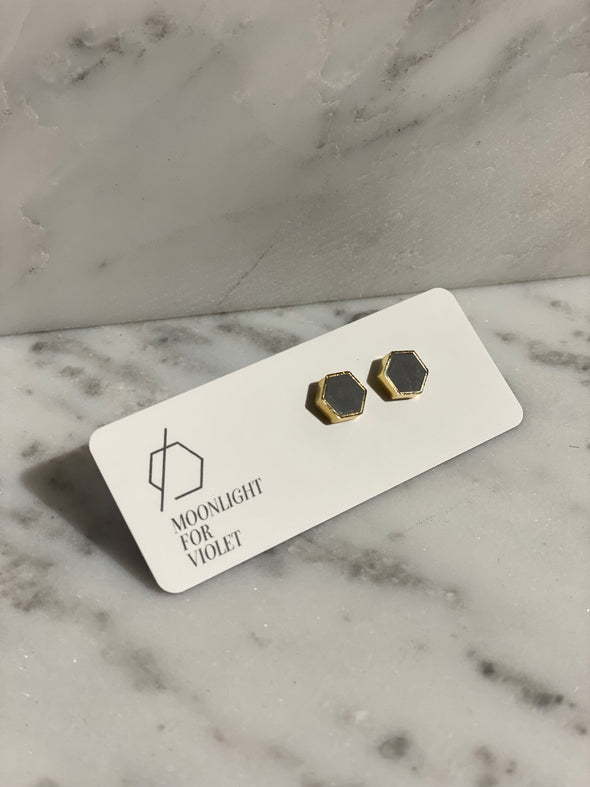 Gold Plate Hexagon Studs