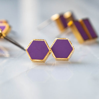 Gold Plate Hexagon Studs