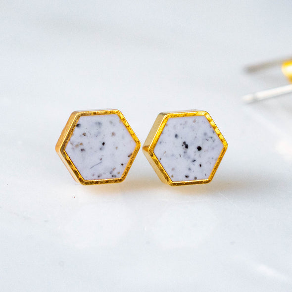 Gold Plate Hexagon Studs
