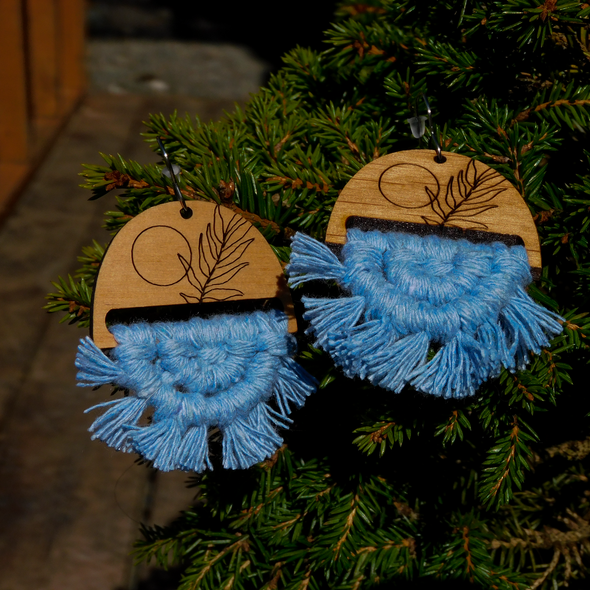 Fauna Macrame Earrings in Baby Blue