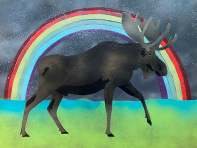 Rainbow Moose Print