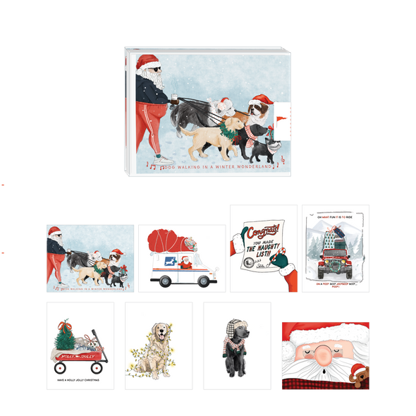 Santa and Dogs Card Set